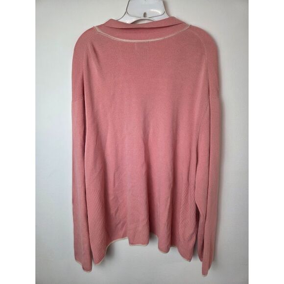 Sigrid Olsen Women Pink w/White Trim Silk Blend 2 Piece Top/Cardigan Set size 3X - Picture 6 of 8